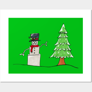 Christmas Snowman Bot Posters and Art